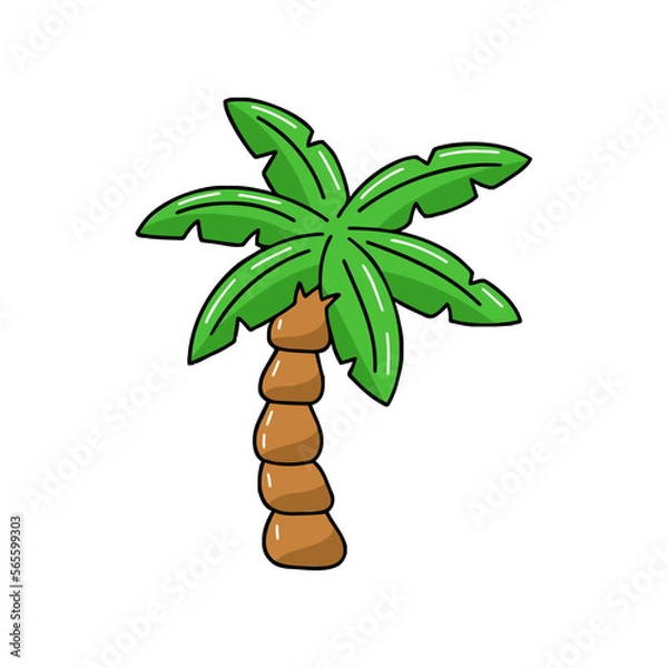 Fototapeta Tree palm beach resort summer vacation havaii island clipart weekend jungle cartoon vector illustration isolated on white background