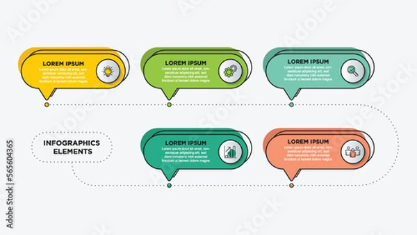 Fototapeta Infographics for business concept with icons and 5 options or steps. For content, diagram, flowchart, steps, parts, timeline infographics, workflow, chart.
