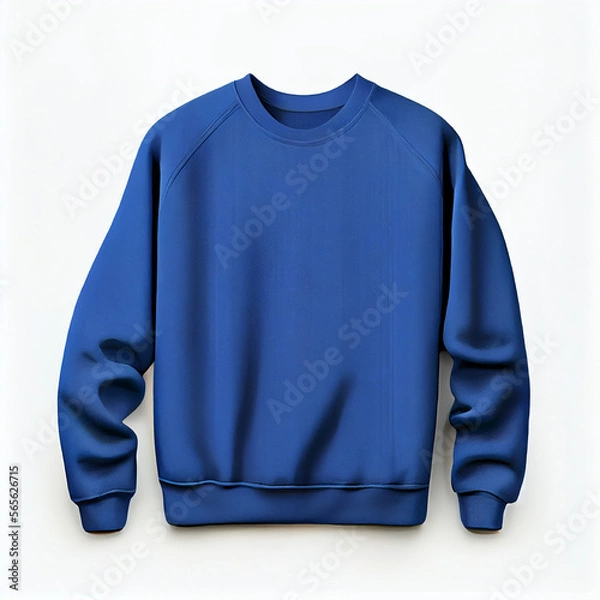 Fototapeta Mockup of a blank royal blue sweatshirt with long sleeves isolated on white background | Soft fabric Sweatshirt | Sweatshirt mock-up, Logo mock-up | Generative Ai | Hyper realistic, Photorealism