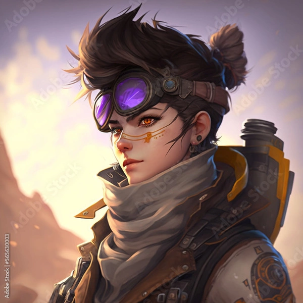 Fototapeta Futuristic female game character design, generative ai