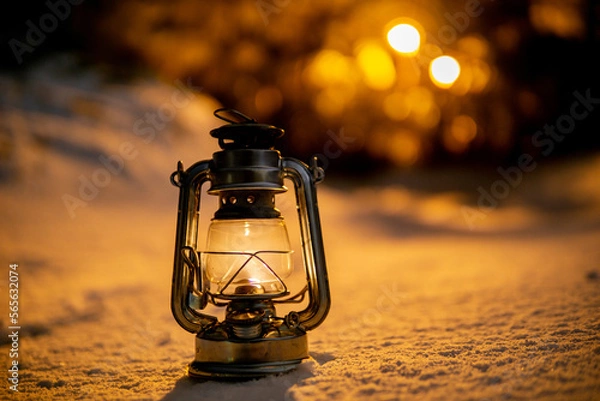 Fototapeta 雪とランタン