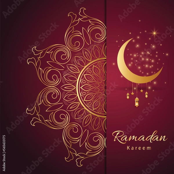 Fototapeta Ramadan kareem background design concept with illustration