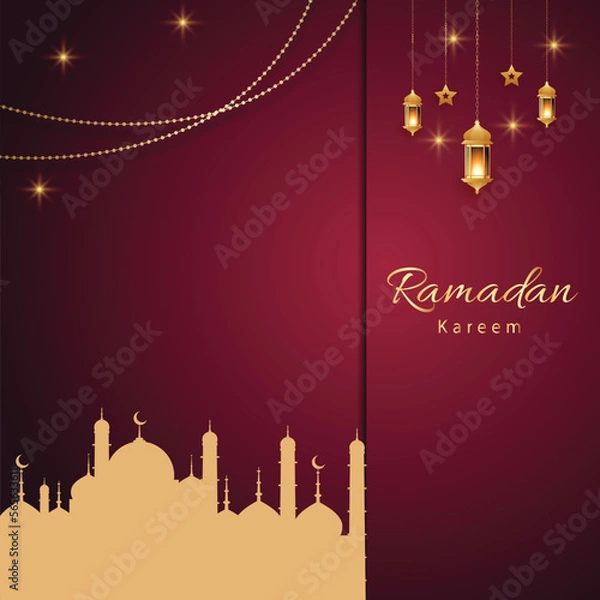 Fototapeta Ramadan kareem background design concept with illustration