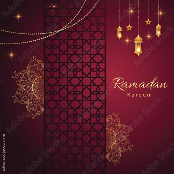 Fototapeta Ramadan kareem background design concept with illustration