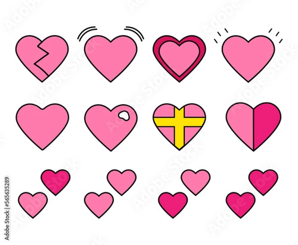 Fototapeta set of different hearts in different styles