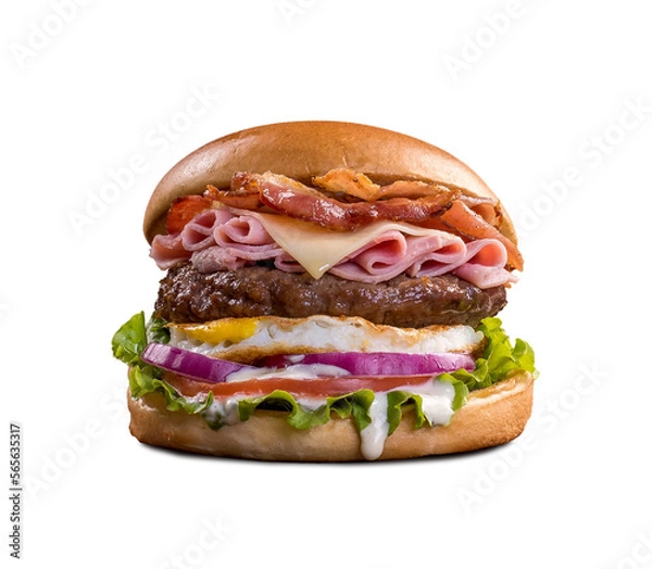 Obraz fresh tasty burger isolated on transparent background	
