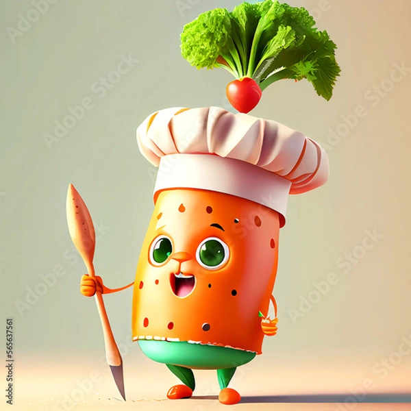 Fototapeta Carrot chef. Cartoon character. Created with Generative AI technology.