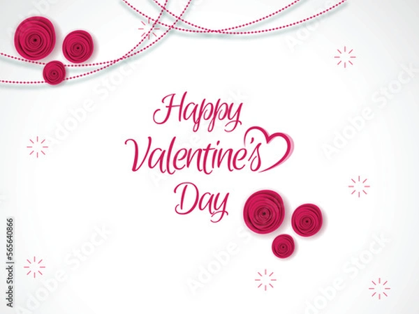 Fototapeta Happy valentine's day celebration background design with illustration