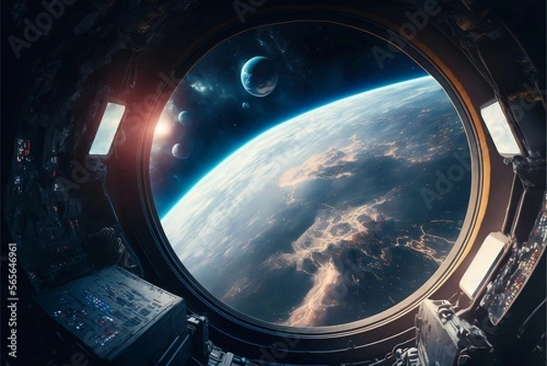 Obraz Earth view from a spaceship