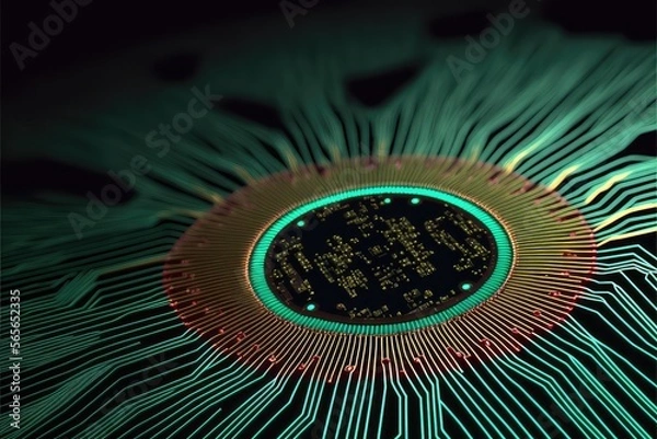 Obraz Green Computer chip Abstract Background