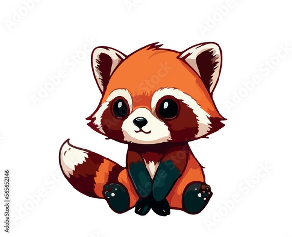 Obraz Cartoon red panda on a white background.Vector illustration