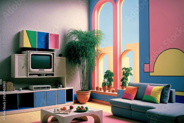 Obraz 80s Condo Interior Design