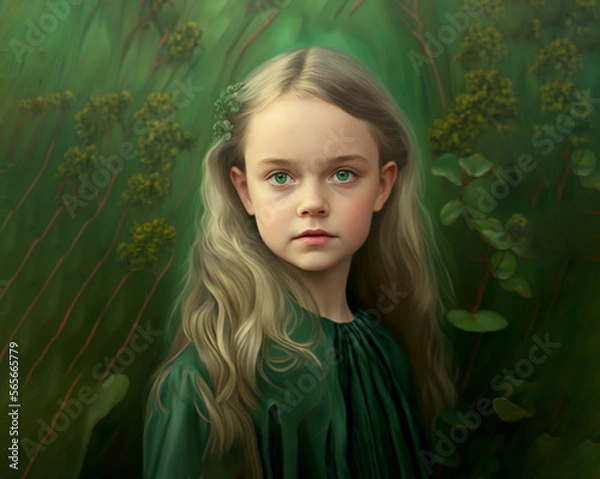 Obraz Little beautiful fairytale girl generated by AI