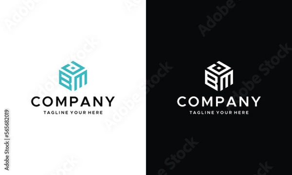 Fototapeta BDM initial logo design vector symbol graphic idea creative on a black and white background.