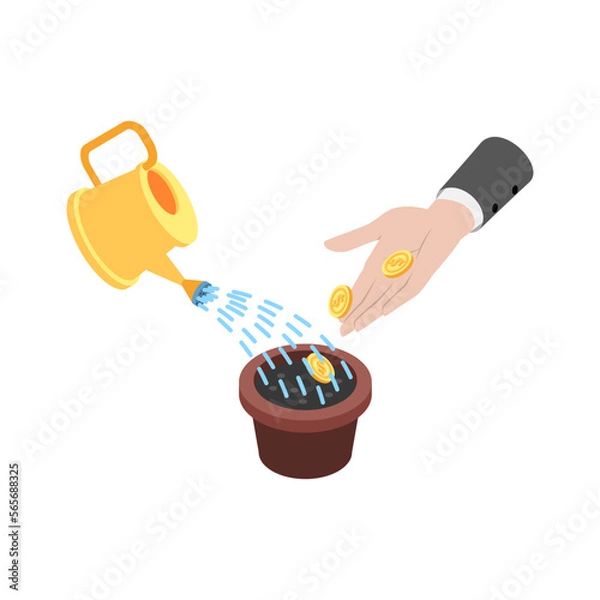 Fototapeta Planting Coins Isometric Composition