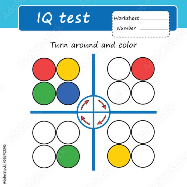 Obraz Developing logic puzzle game for children. Turn around and paint over. Attention task. practice test iq