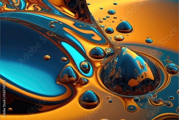 Obraz Yellow and Blue Paint liquid background