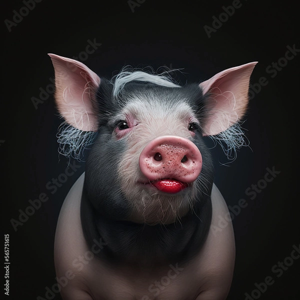 Obraz pig wearing lipstick