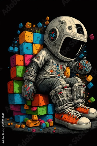 Obraz Astronaut illustration, Generative ai