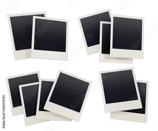 Fototapeta set photo frames camera polaroid 3d rendering png
