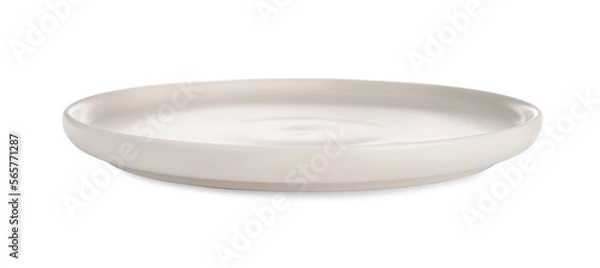 Obraz Empty beige ceramic plate isolated on white