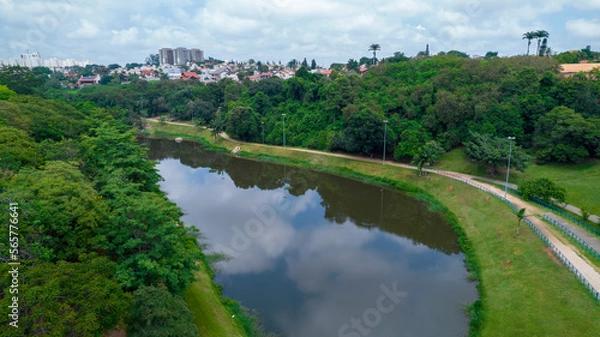 Fototapeta Aerial view of Campolim neighborhood in Sorocaba, Brazil