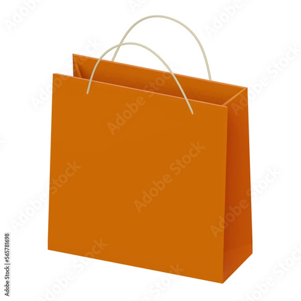 Obraz orange 3d shopping bag illustration in transparent background