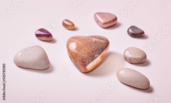 Fototapeta heart shape stone on plain background for valentines day created with generative AI