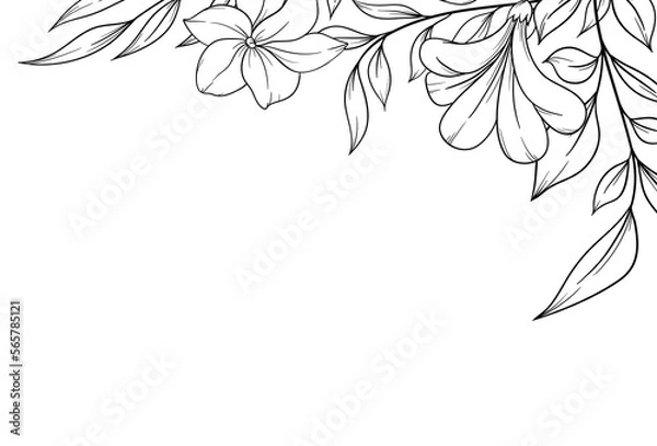 Obraz outline spring flower corner border