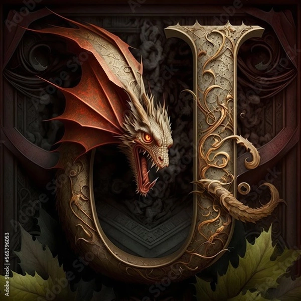 Fototapeta Dragon Letter J