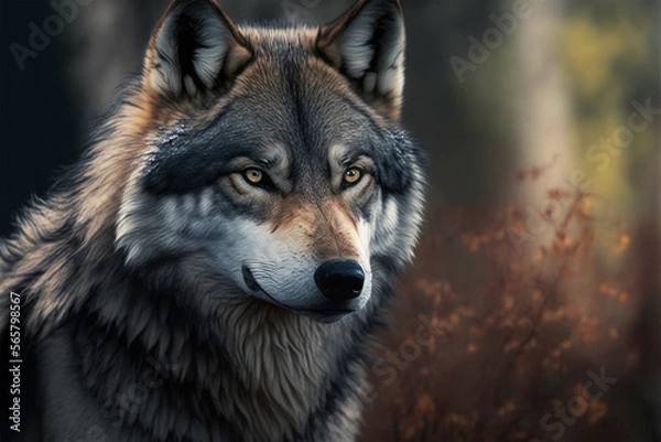 Fototapeta Beautiful wolf in his prime (AI Generated)