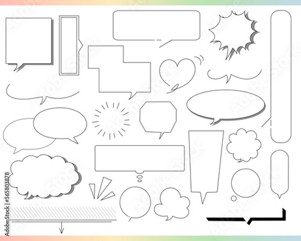 Obraz 吹き出しセット① 線画　白地付き