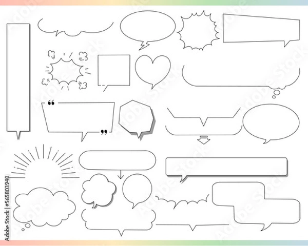 Obraz 吹き出しセット②線画　白地付き