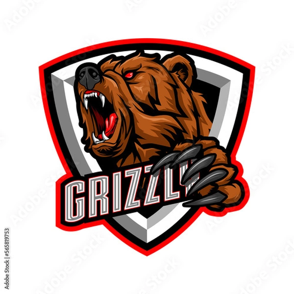 Fototapeta Grizzly Esport Mascot Logo Design