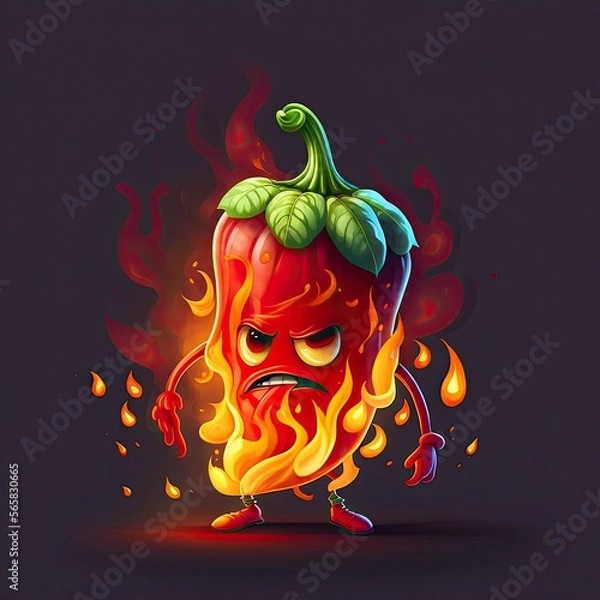 Obraz Burning chilli cartoon character