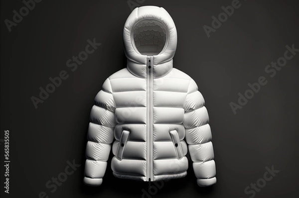 Obraz White puffer jacket mockup on a minimalistic background. Generative AI.