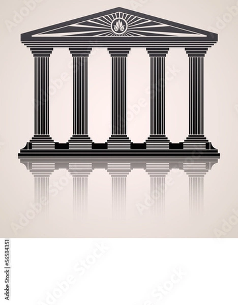 Fototapeta Antique roman temple stylized vector background