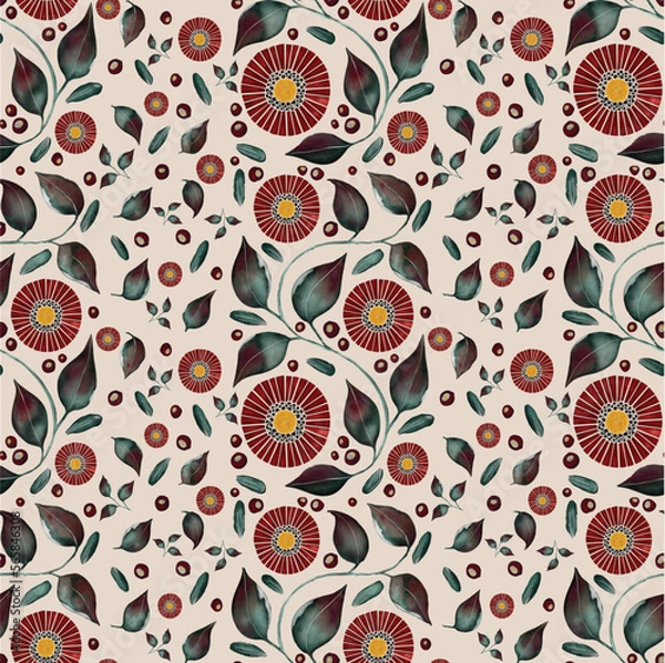 Obraz Flower and leaves seamless pattern