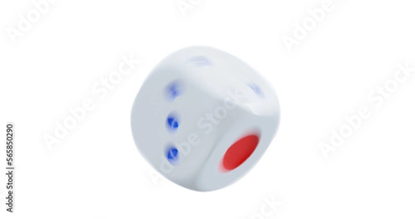 Fototapeta 3d render of rolling dice with motion blur for casino or gambling concept, png format with transparent background.