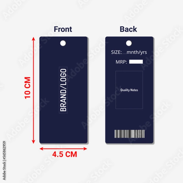Fototapeta Apparel Garments accessories tag design vector illustration front and back views.