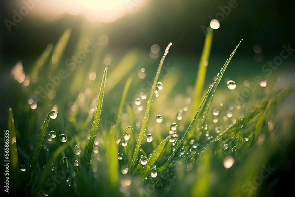 Obraz dew drops on grass