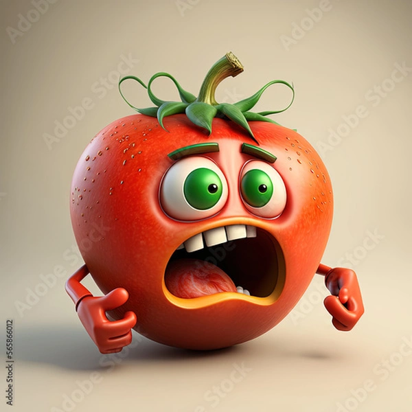 Obraz Scared red tomato cartoon character