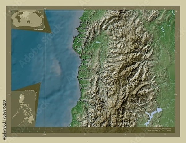 Fototapeta Ilocos Sur, Philippines. Labelled points of cities