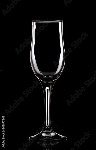 Fototapeta Empty glass goblet on a black background