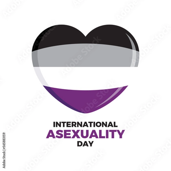 Fototapeta International Asexuality Day vector. Asexual pride flag in heart shape icon vector isolated on a white background. Gay Pride symbol graphic design element. April 6. Important day