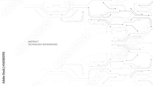 Obraz Grey white Abstract technology background, Hi-tech digital connect, Communication, High technology concept, Science background