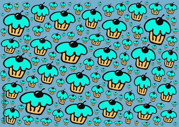 Fototapeta seamless pattern with cupcakes 