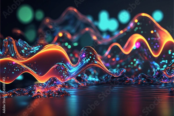 Obraz ネオンに輝く流体の抽象的な背景, Generative AI