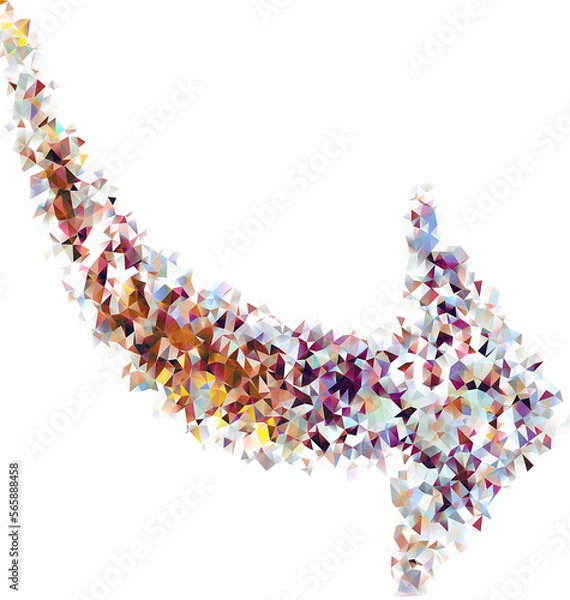 Fototapeta Triangular multicolored icon of arrow isolated on white background