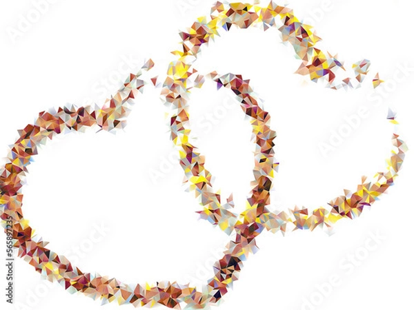 Fototapeta Triangular multicolored icon of heart, love. Isolated on white background